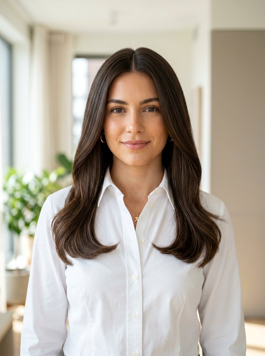 Center Part Blowout - 20 interview hairstyle with simple blowout - 20 interview hairstyle with simple blowout