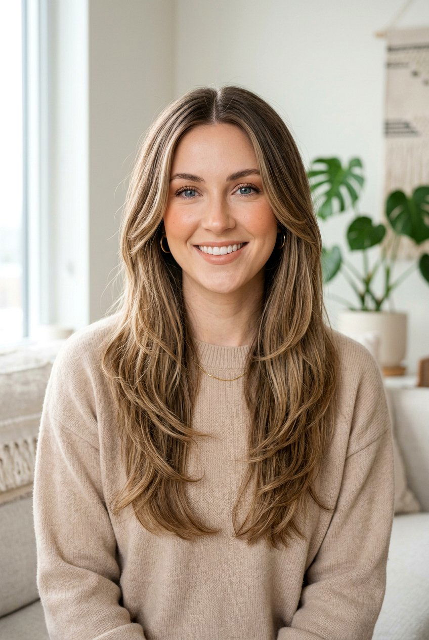 Center Part Long Layers - 20 long layers for heart shaped face women - 20 long layers for heart shaped face women