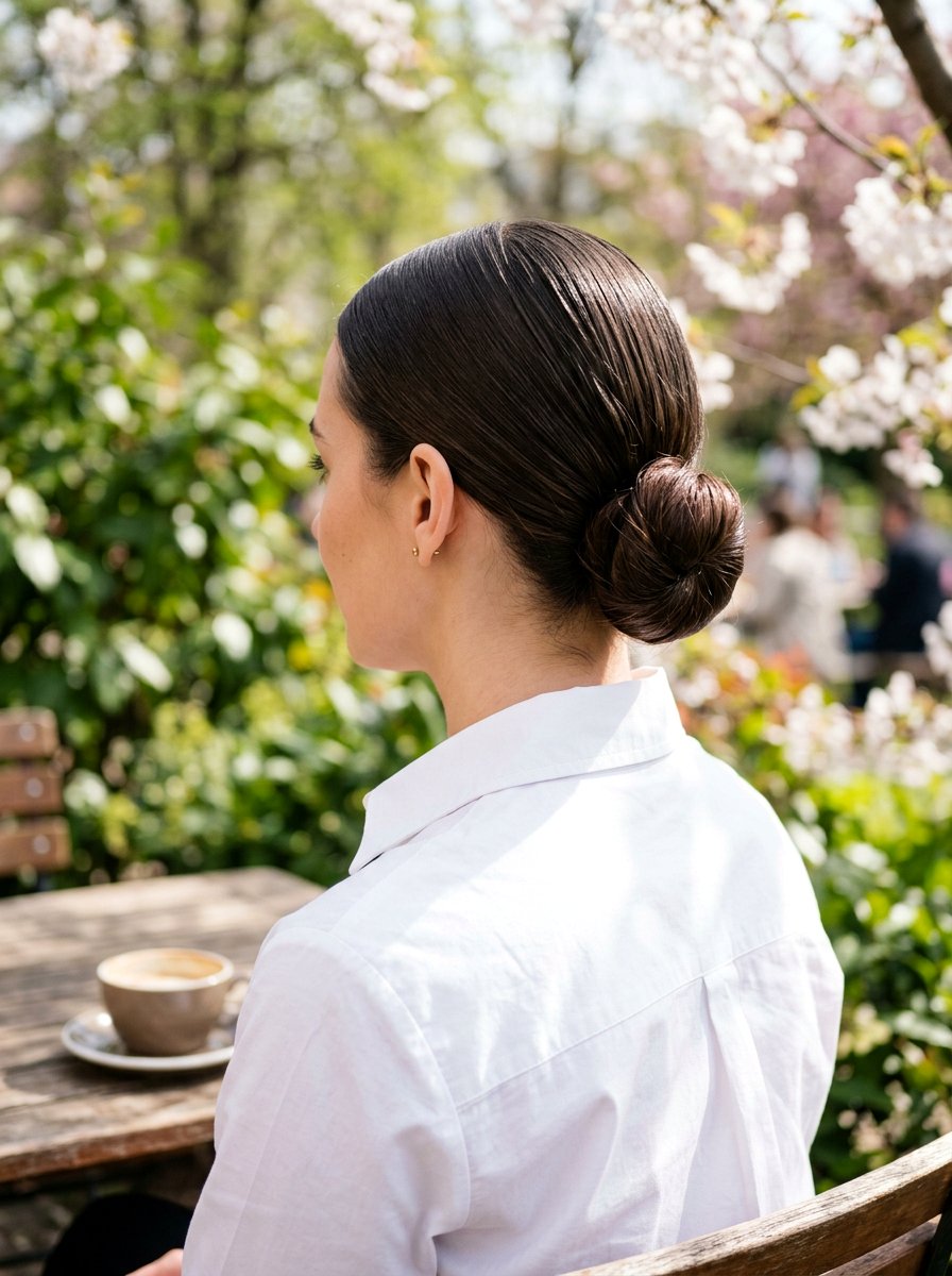 Center Part Low Bun - 20 date night hairstyle with low bun - 20 date night hairstyle with low bun