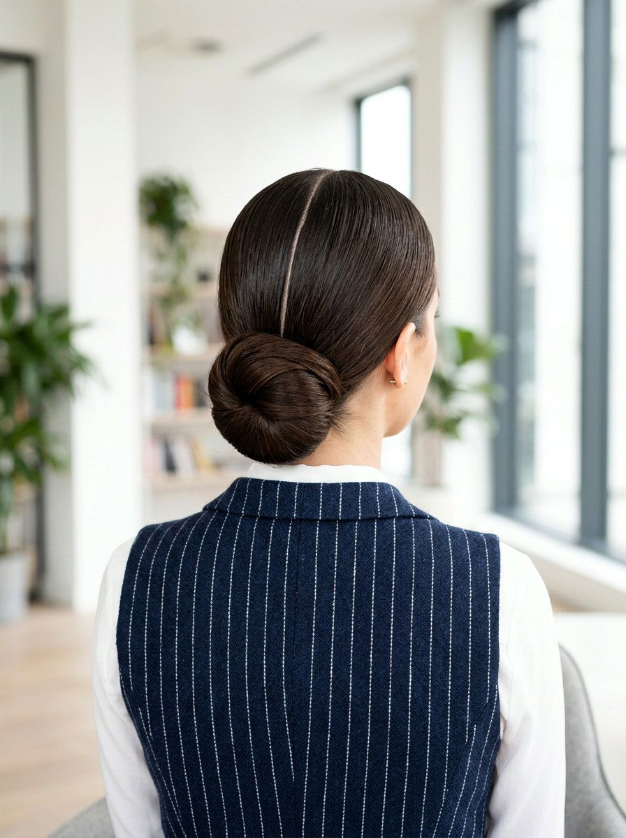 Center Part Low Bun - 20 polished interview bun - 20 polished interview bun
