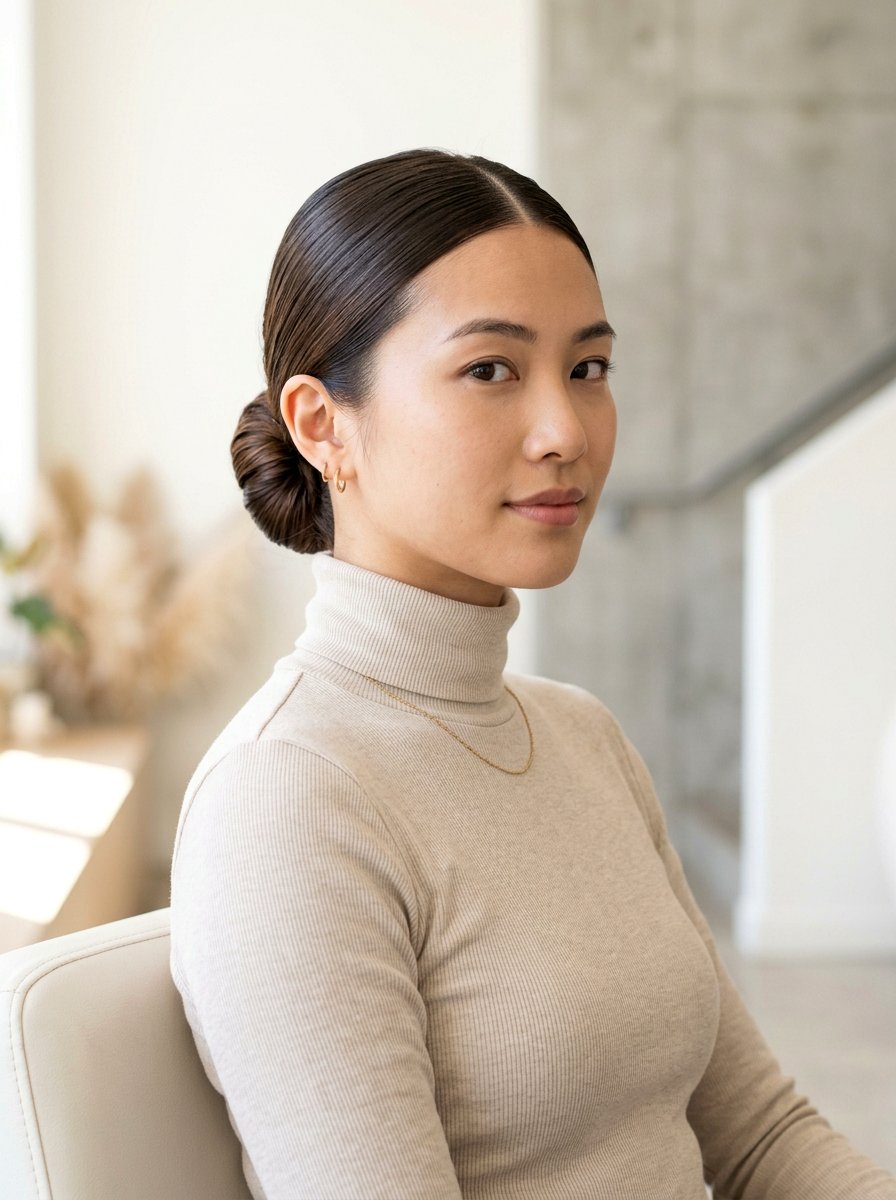 Center Part Low Bun - 20 classy low bun hairstyle ideas - 20 classy low bun hairstyle ideas