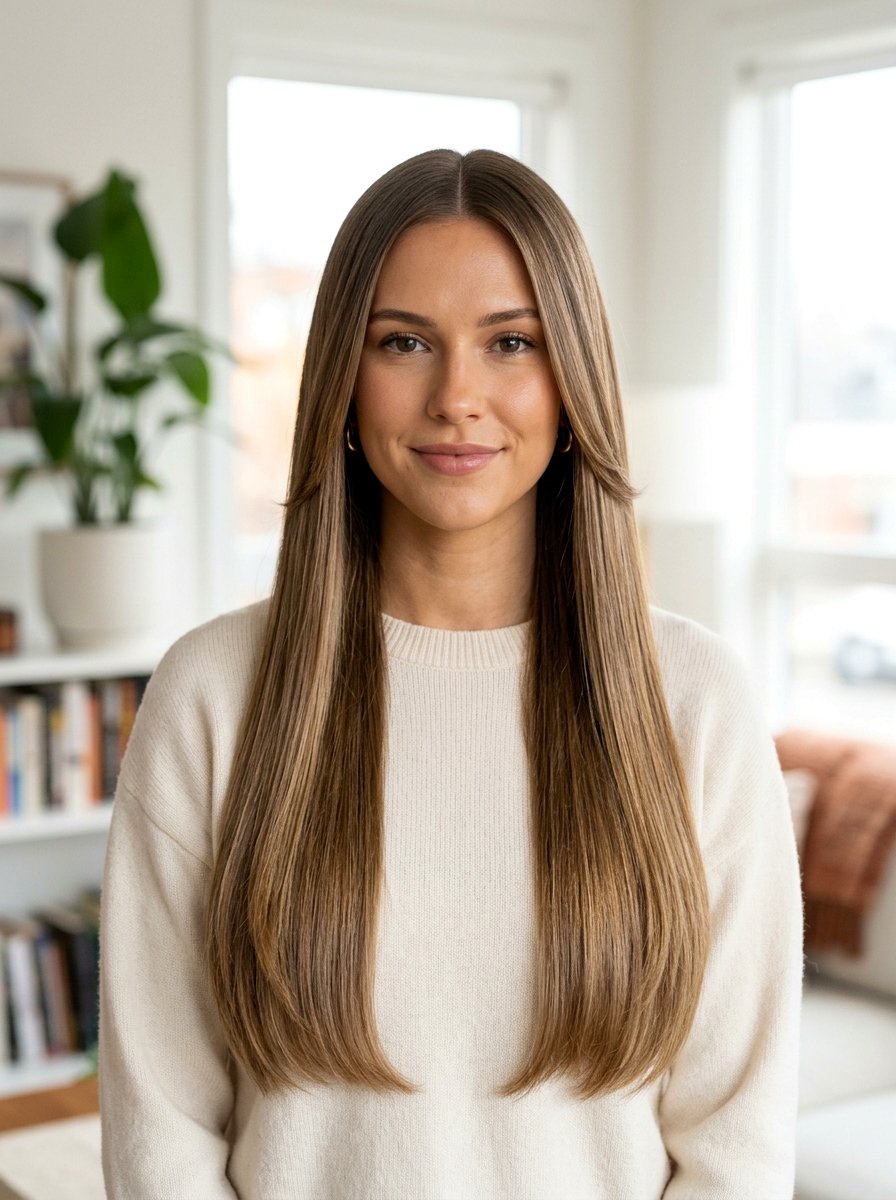 Center Part Pin Straight Haircut For Heart Shaped Face - 20 pin straight haircut with center part - 20 pin straight haircut with center part