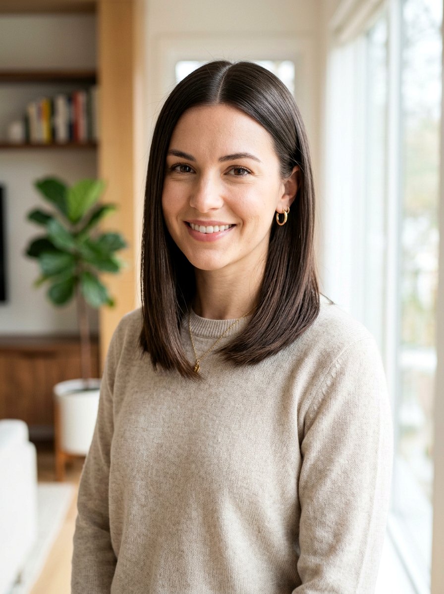 Center Part Pin Straight Haircut For Medium Length Hair - 20 pin straight haircut with center part - 20 pin straight haircut with center part