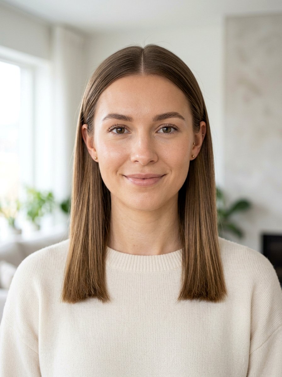 Center Part Pin Straight Haircut For Oval Face - 20 pin straight haircut with center part - 20 pin straight haircut with center part