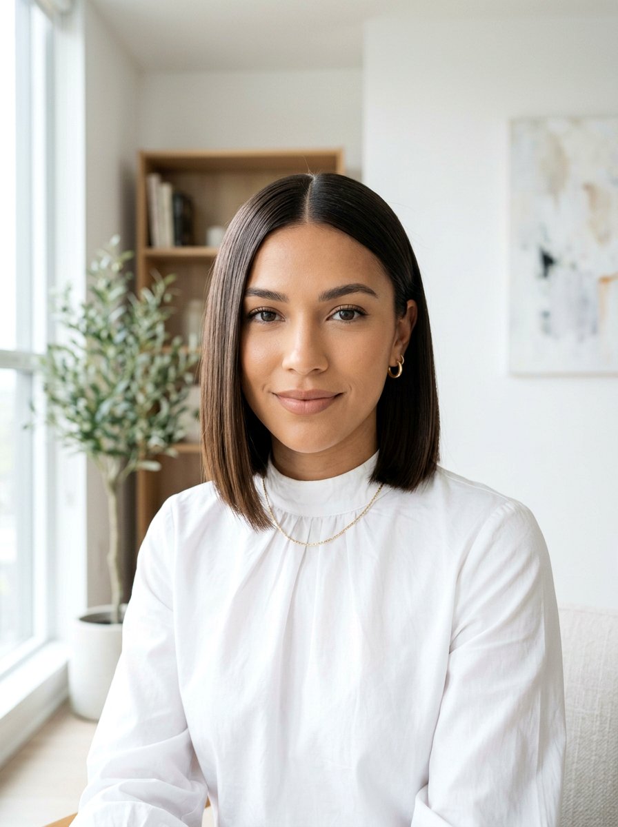 Center Part Pin Straight Haircut For Short Hair - 20 pin straight haircut with center part - 20 pin straight haircut with center part