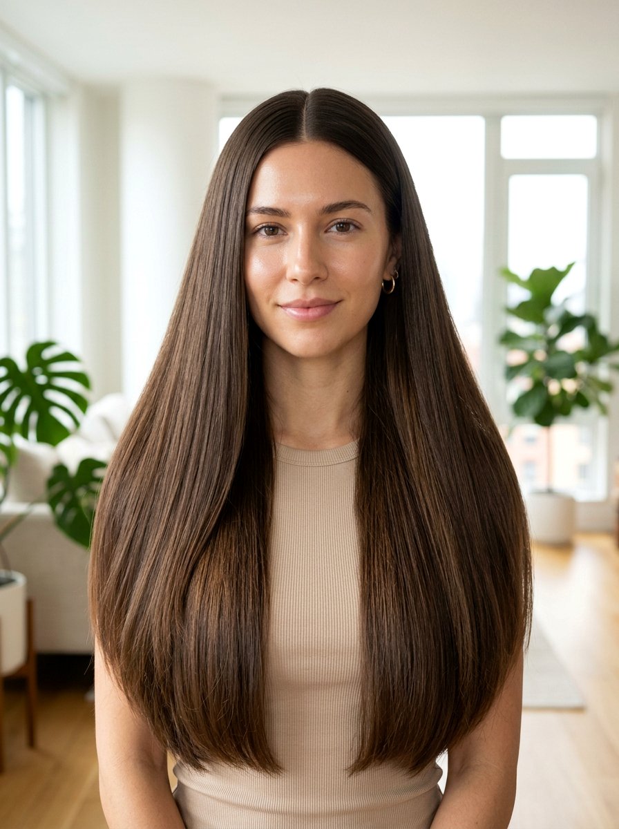 Center Part Pin Straight Haircut For Thick Hair - 20 pin straight haircut with center part - 20 pin straight haircut with center part
