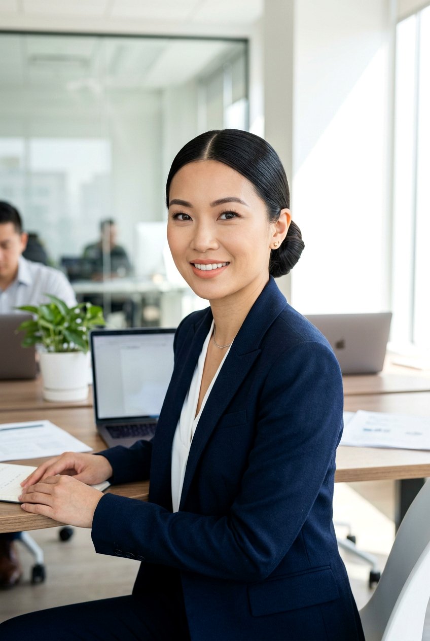 Center Part Sleek Work Bun - 20 sleek work bun hairstyles - 20 sleek work bun hairstyles
