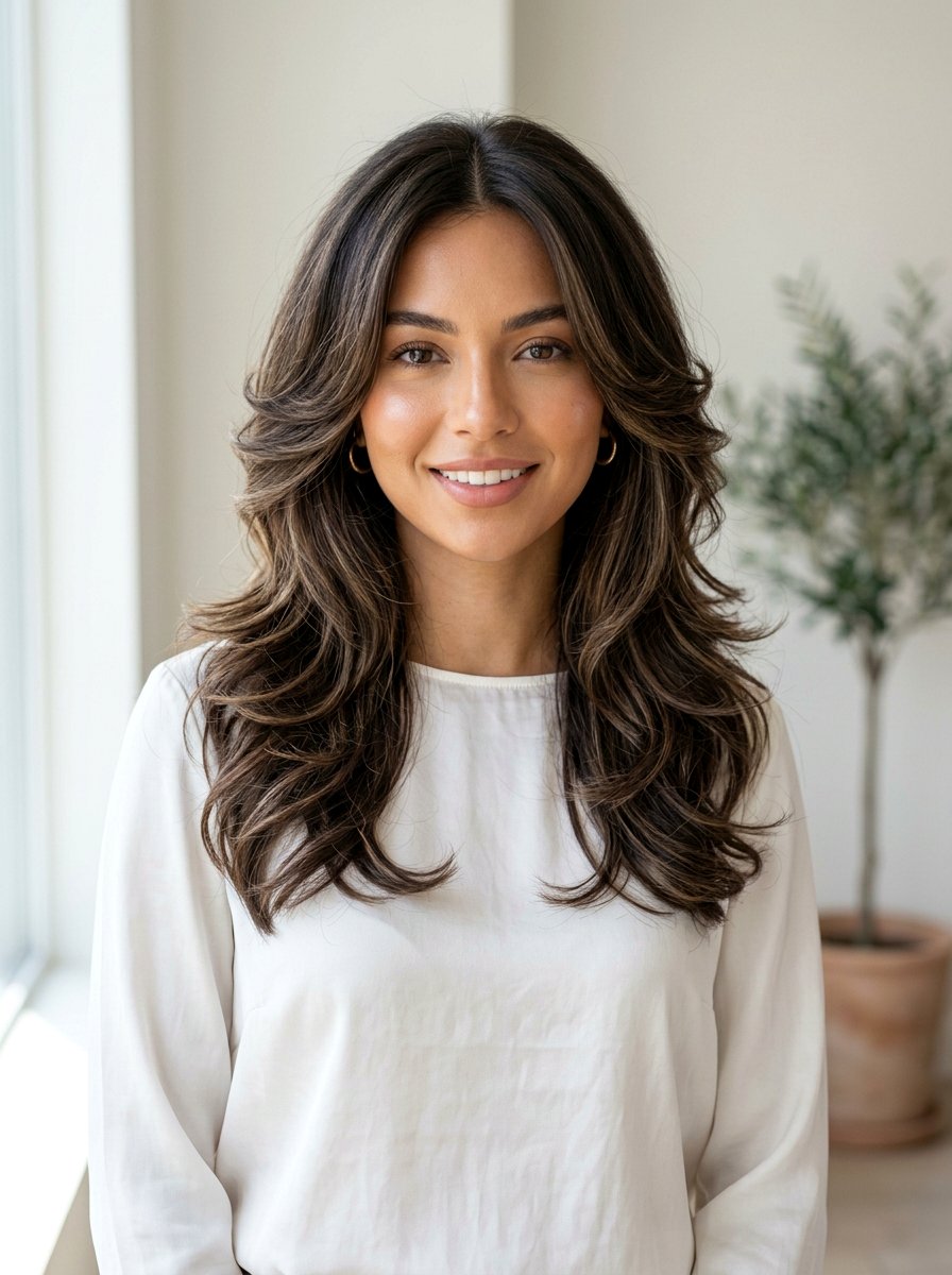 Center Parted Layered Butterfly Haircut - 20 layered butterfly haircut for fine hair - 20 layered butterfly haircut for fine hair