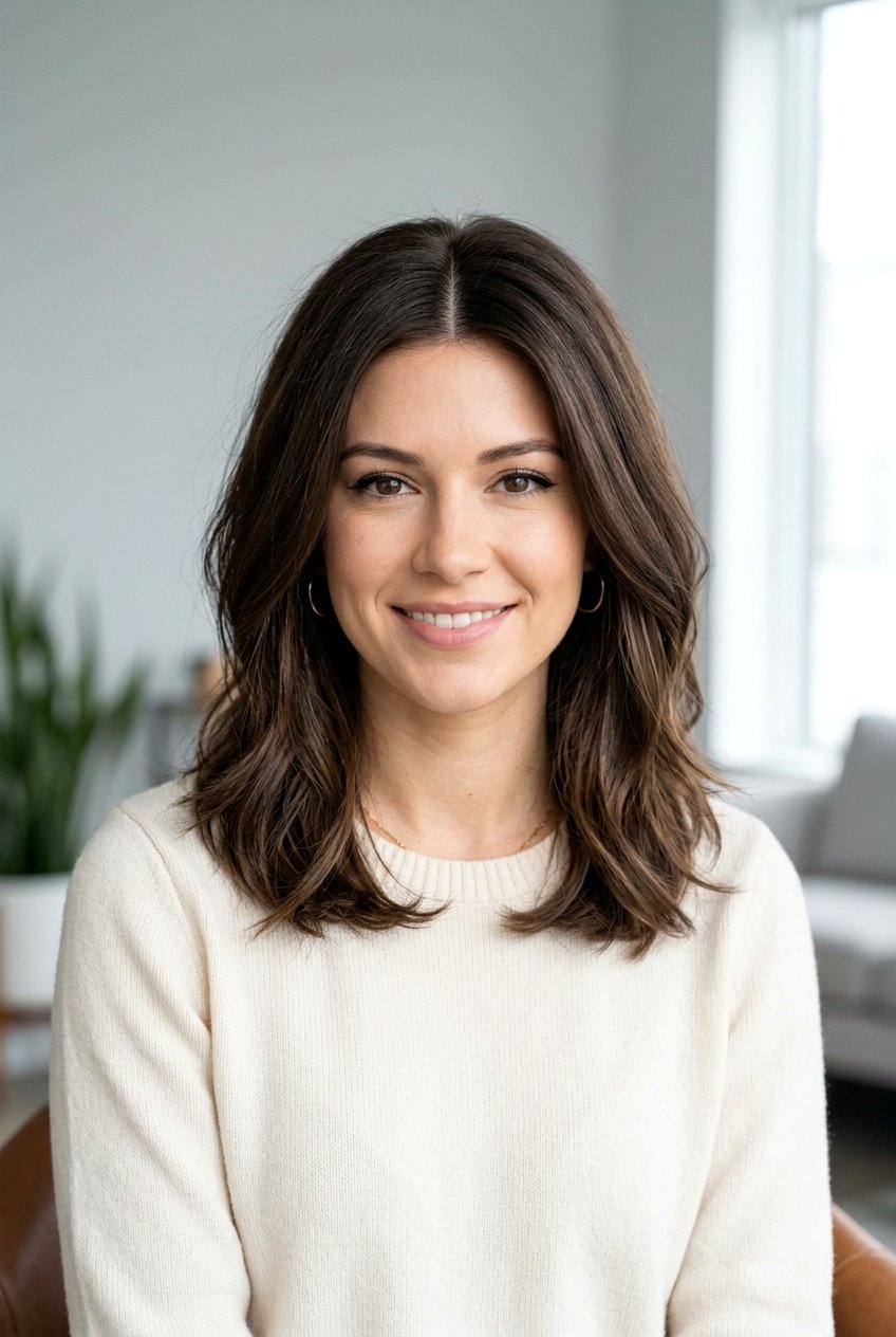 Center Parted Medium Hair - 20 medium hairstyles for thin hair - 20 medium hairstyles for thin hair