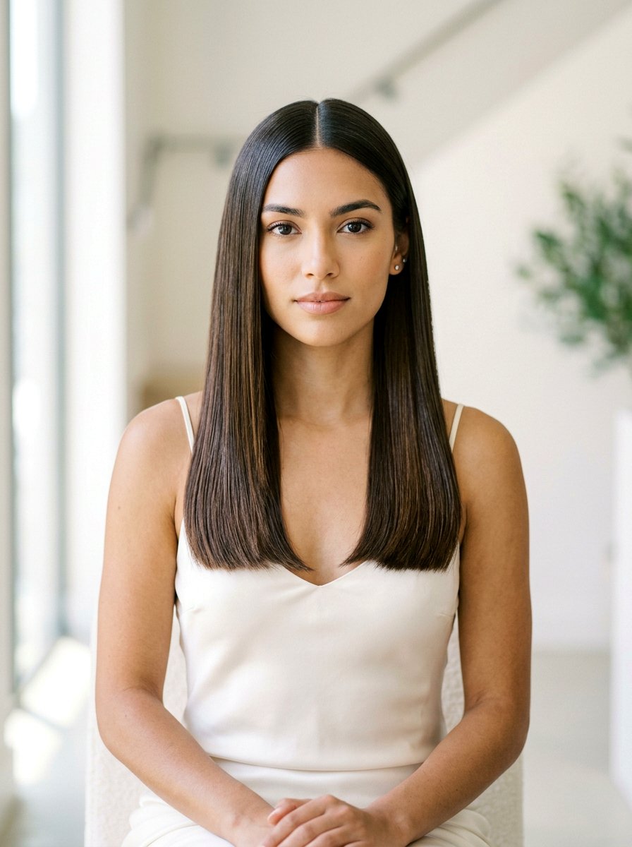 Center Parted Sleek Straight Hair - 20 sleek hairstyle for fine straight hair - 20 sleek hairstyle for fine straight hair