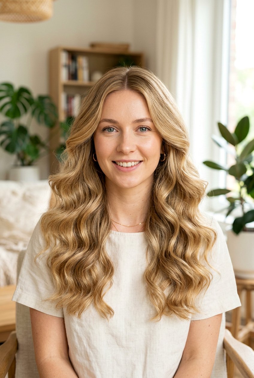 Center Parted Soft Waves - 20 pageant hairstyle with soft curls - 20 pageant hairstyle with soft curls