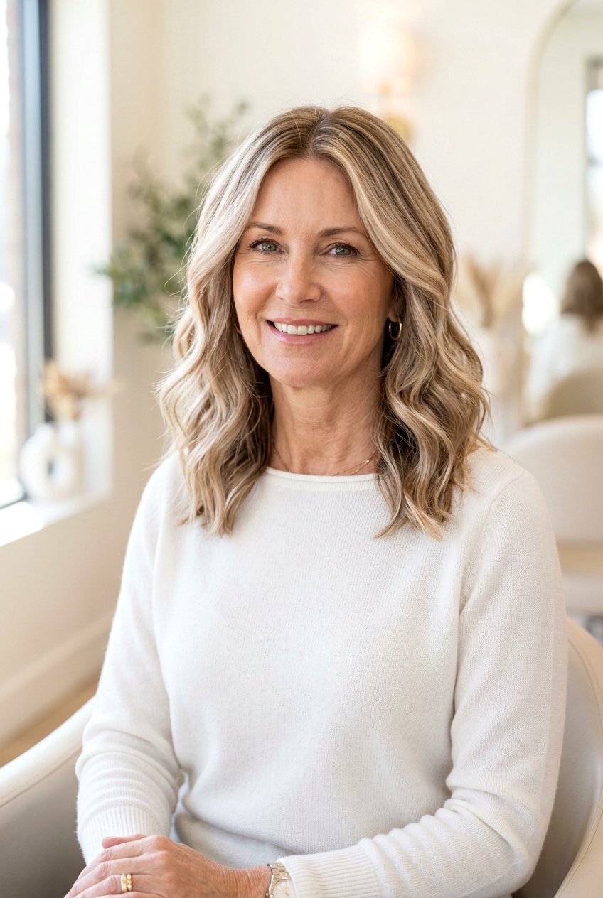 Champagne Beige Blonde Highlights - 20 rooted beige blonde for women over 50 - 20 rooted beige blonde for women over 50