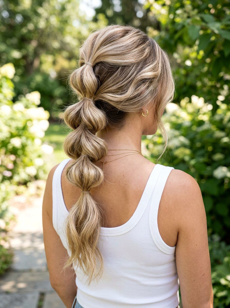 Champagne Blonde Babylights On Bubble Braid - 20 champagne blonde with babylights - 20 champagne blonde with babylights