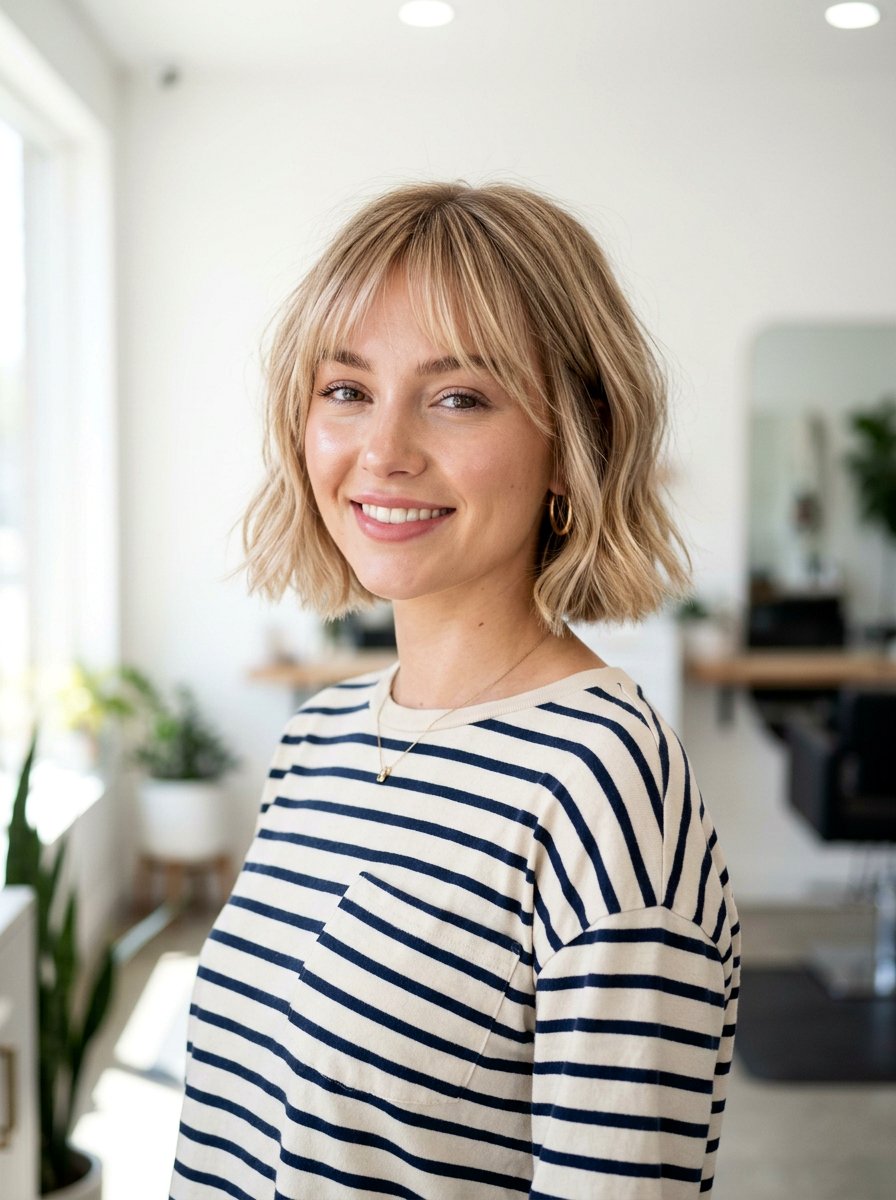 Champagne Blonde Babylights On French Bob - 20 champagne blonde with babylights - 20 champagne blonde with babylights