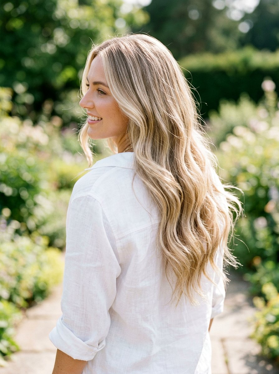 Champagne Blonde Babylights On Long Hair - 20 champagne blonde with babylights - 20 champagne blonde with babylights