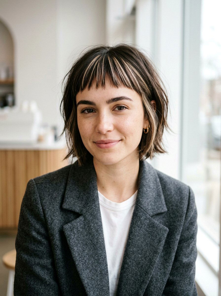 Champagne Blonde Babylights On Micro Bangs - 20 champagne blonde with babylights - 20 champagne blonde with babylights