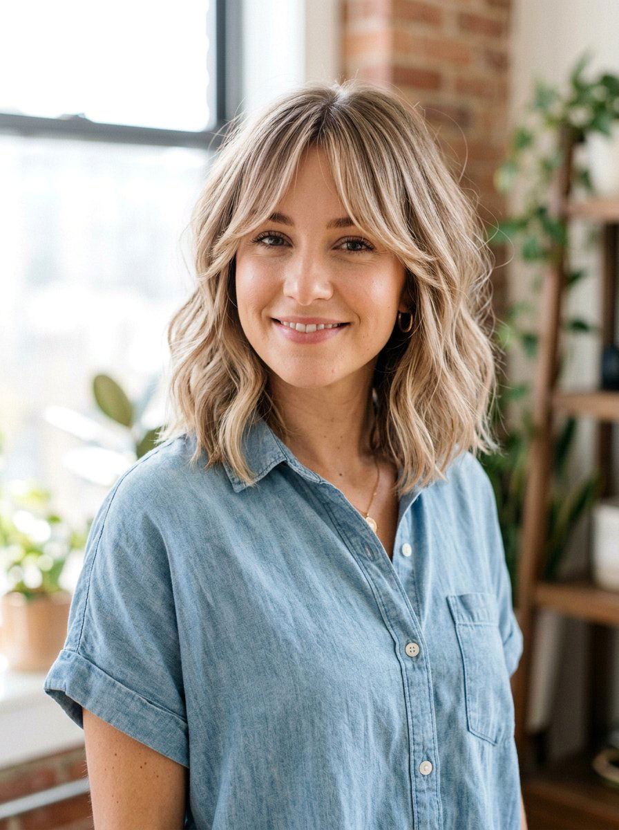 Champagne Blonde Babylights With Curtain Bangs - 20 champagne blonde with babylights - 20 champagne blonde with babylights