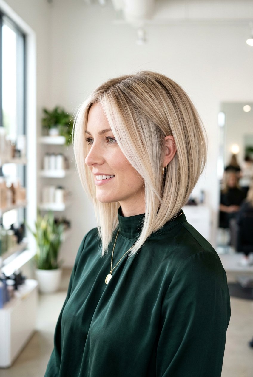 Champagne Blonde Balayage Inverted Bob - 20 champagne blonde balayage for mature women - 20 champagne blonde balayage for mature women