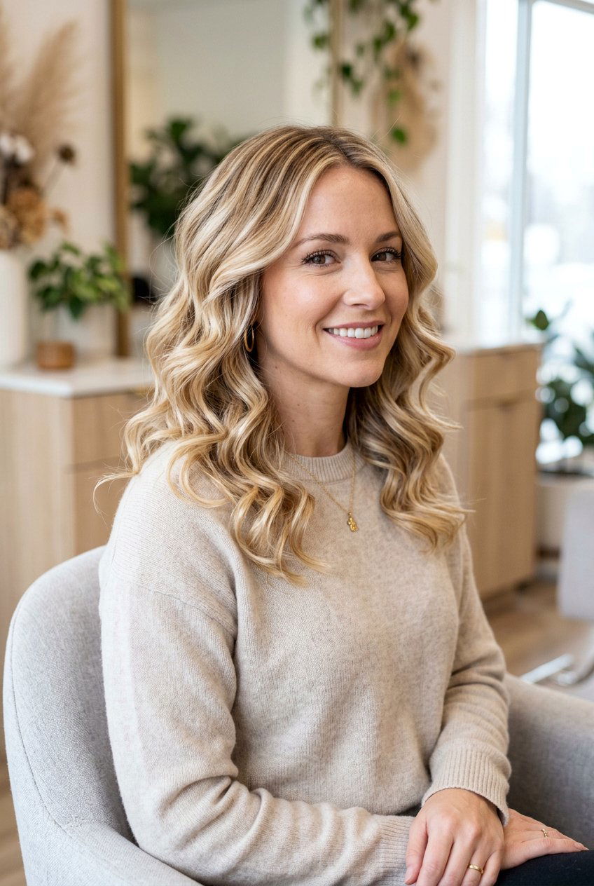 Champagne Blonde Balayage Shoulder Length Waves - 20 champagne blonde balayage for mature women - 20 champagne blonde balayage for mature women