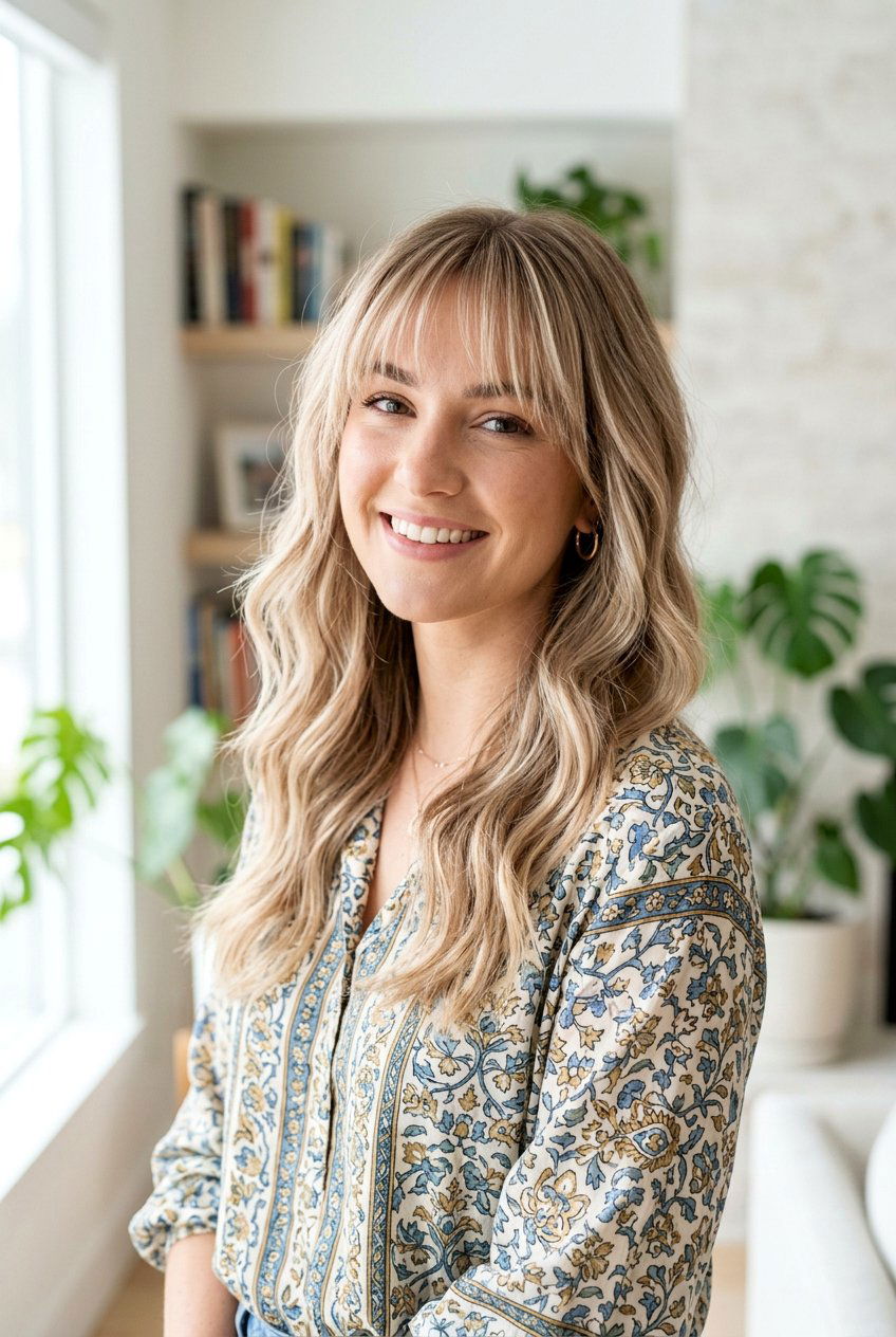 Champagne Blonde Balayage Wispy Bangs - 20 champagne blonde balayage for mature women - 20 champagne blonde balayage for mature women