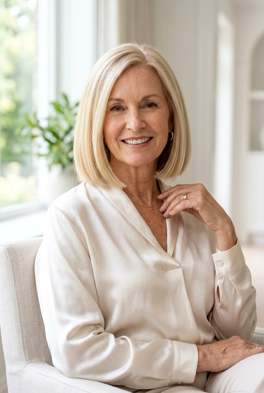 Champagne Blonde Blunt Cut - 20 blonde refresh for older women - 20 blonde refresh for older women