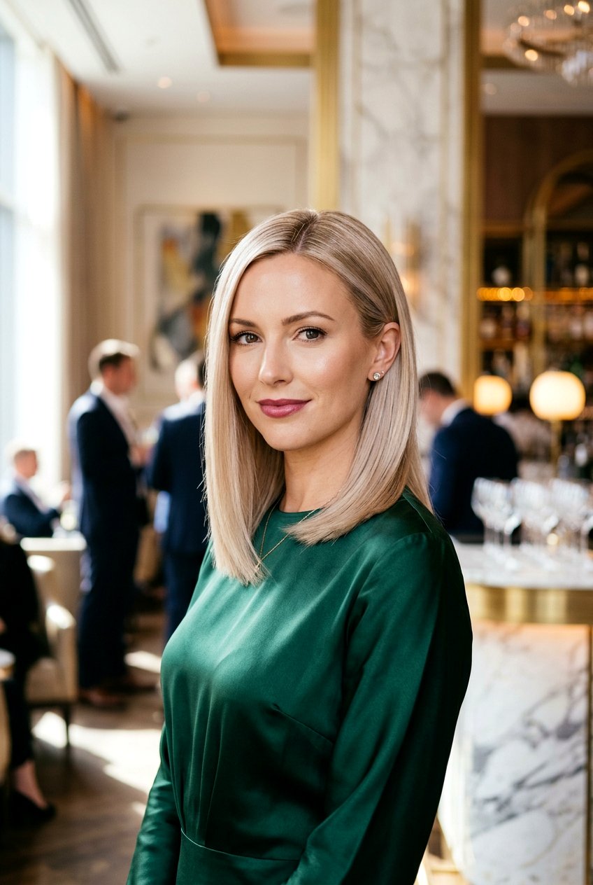 Champagne Blonde Sleek Lob - 20 blonde lob balayage ideas - 20 blonde lob balayage ideas