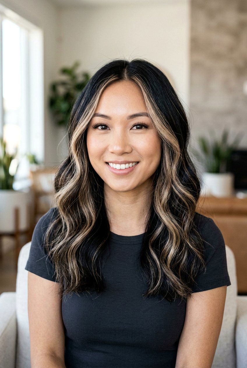 Champagne blonde highlights on black hair - 20 blonde highlights on black hair - 20 blonde highlights on black hair