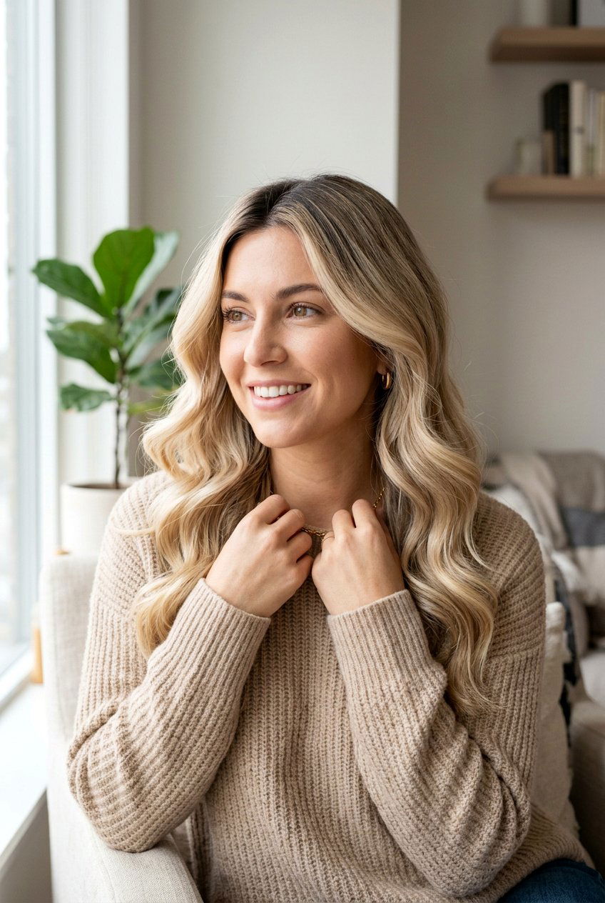 Champagne blonde with shadow root - 20 champagne blonde with babylights - 20 champagne blonde with babylights