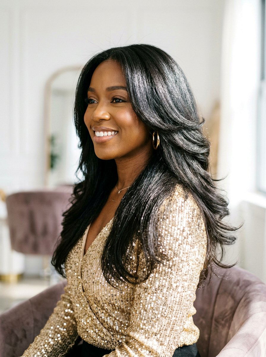 Chandelier layers silk press natural hair - 20 silk press on natural hair with layers - 20 silk press on natural hair with layers