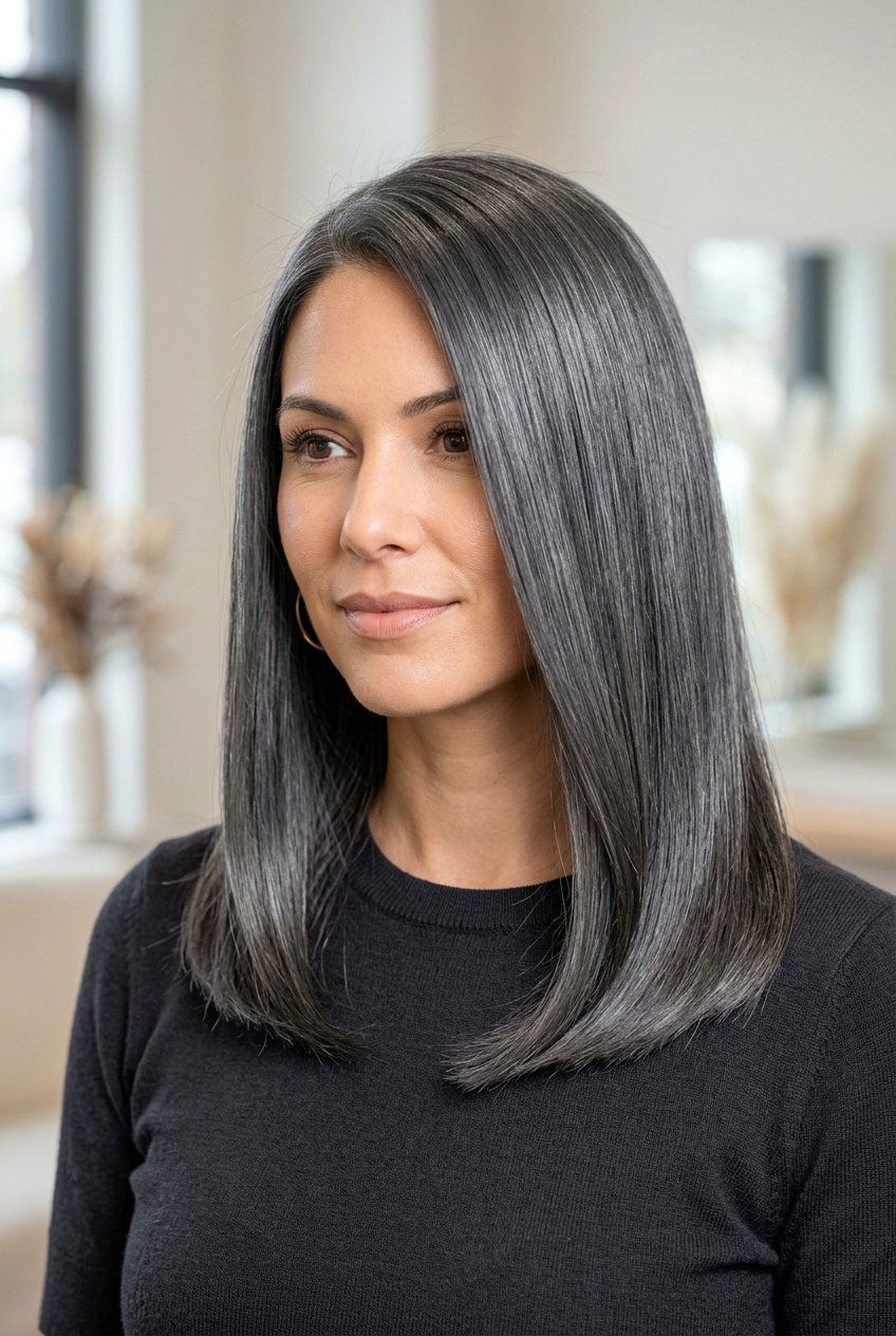 Charcoal Gray Hair - 20 silver hair color ideas - 20 silver hair color ideas