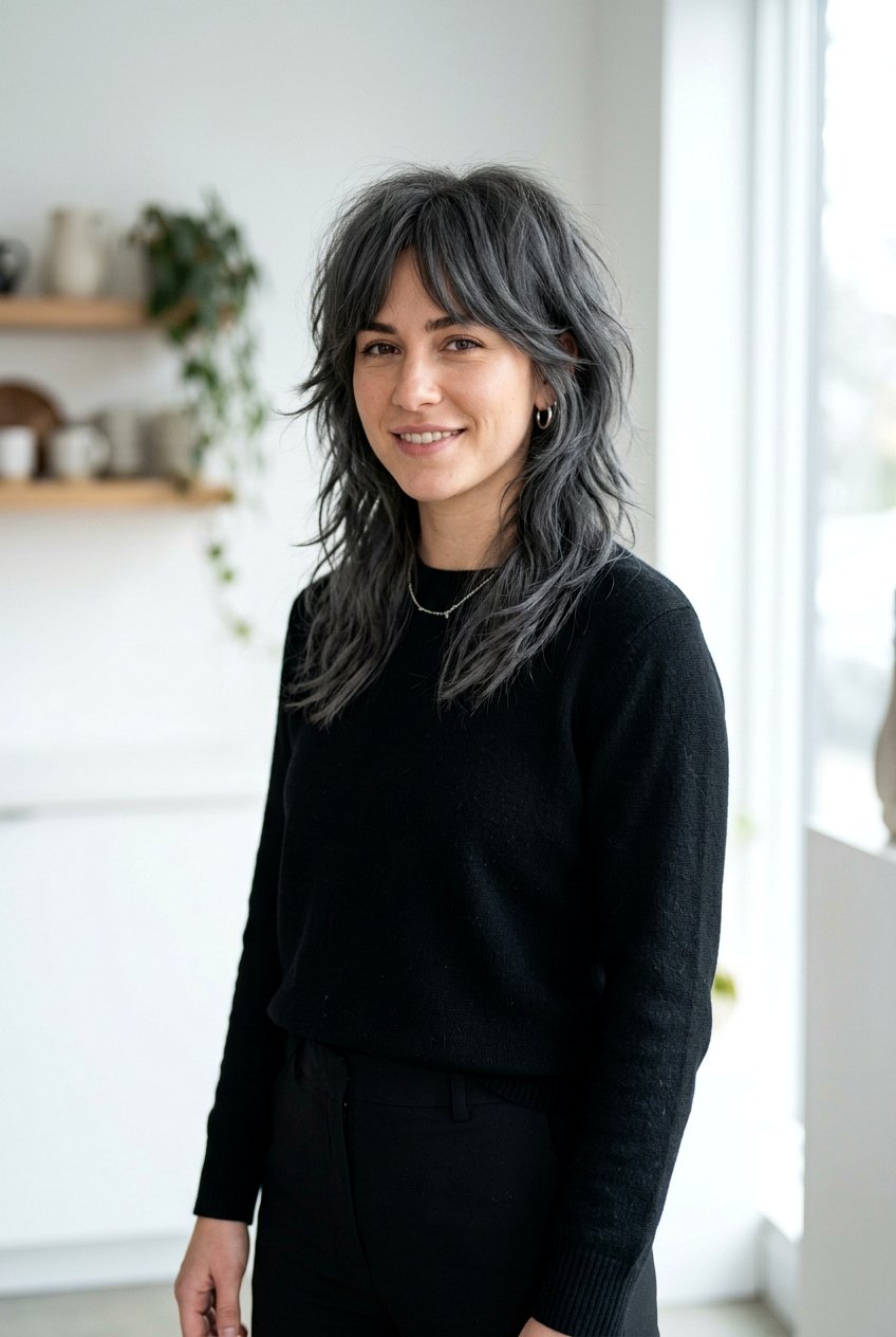 Charcoal Gray Wolf Cut - 20 gray wolf cut for women - 20 gray wolf cut for women