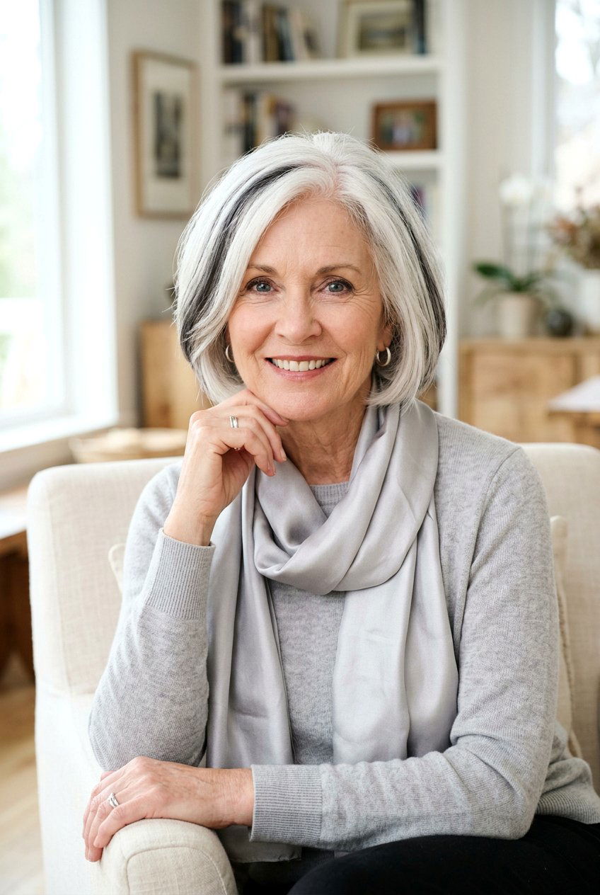 Charcoal Lowlights - 20 gray blending highlights for women over 60 - 20 gray blending highlights for women over 60