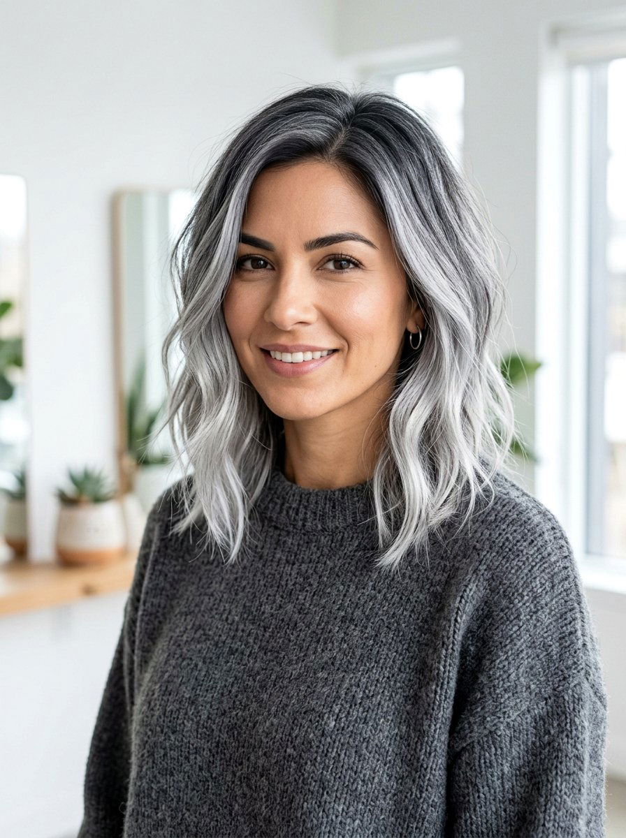 Charcoal Silver Lob Haircut - 20 silver lob haircut for women - 20 silver lob haircut for women