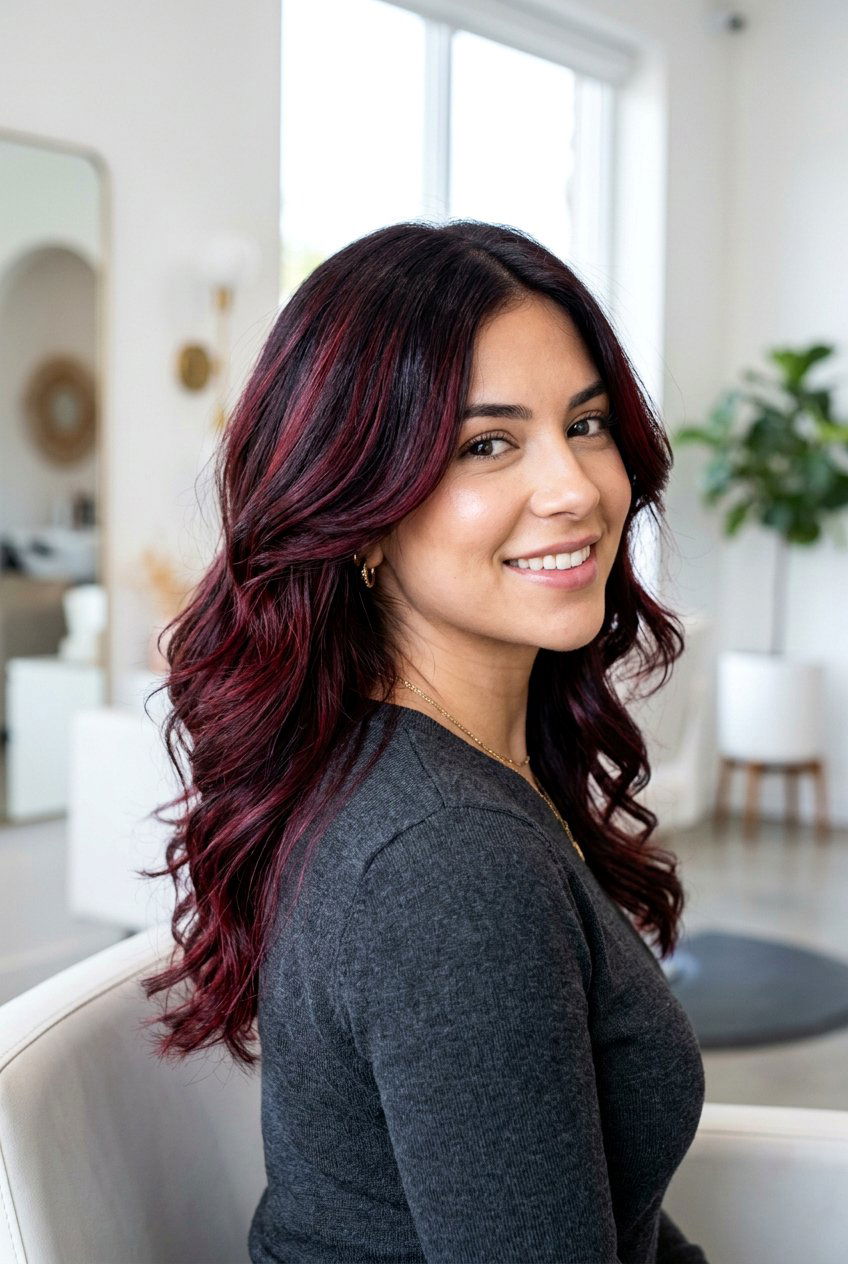 Cherry Burgundy Balayage - 20 burgundy balayage on dark hair - 20 burgundy balayage on dark hair