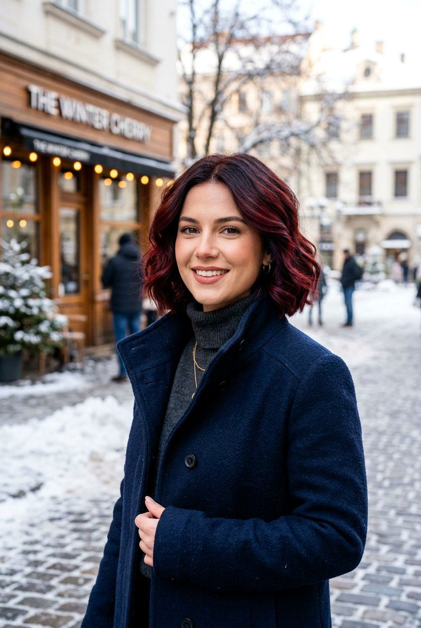 Cherry Cola Balayage Bob - 20 brunette bob balayage ideas - 20 brunette bob balayage ideas