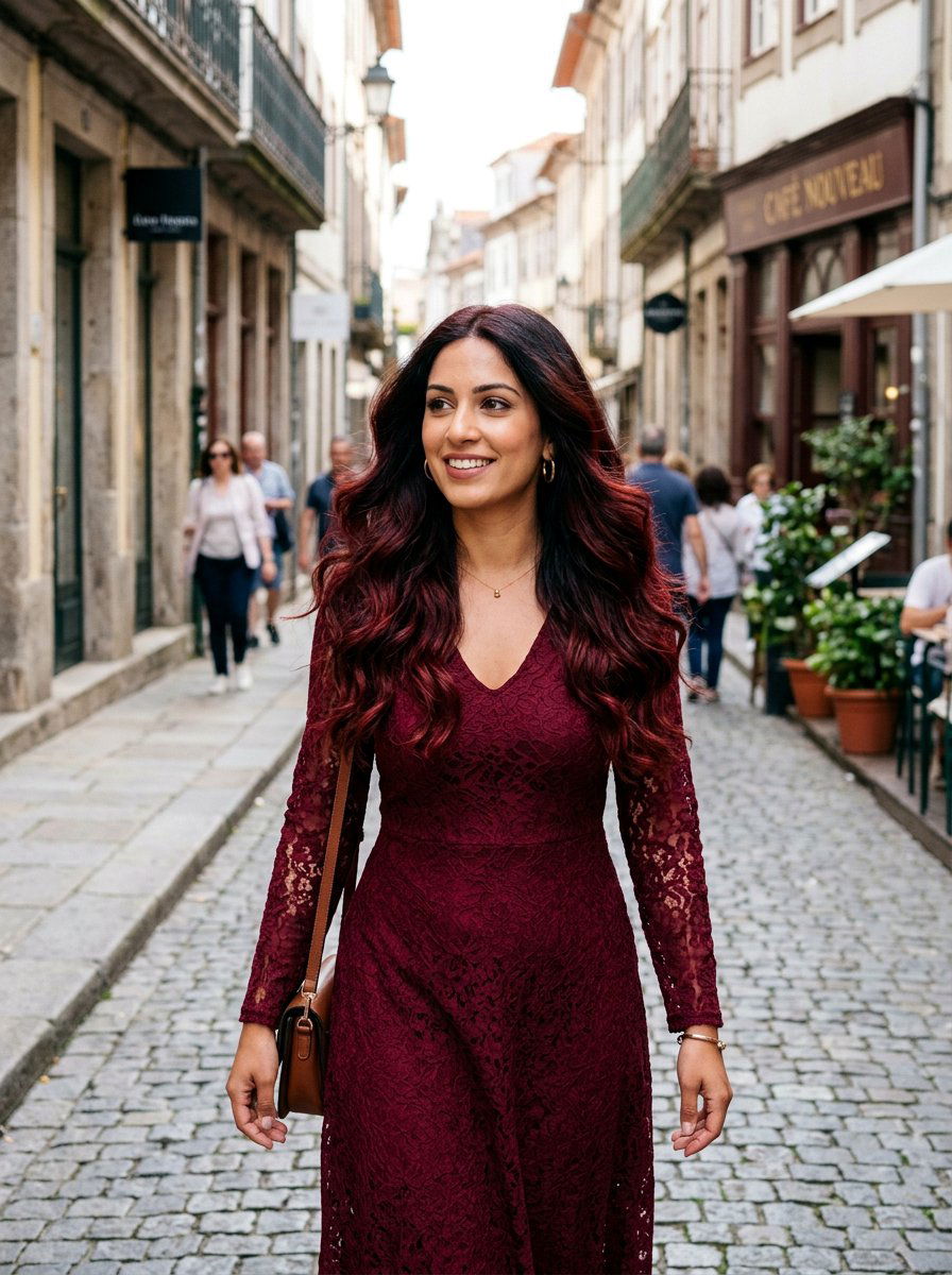 Cherry Cola Balayage On Dark Hair - 20 summer balayage for dark hair - 20 summer balayage for dark hair