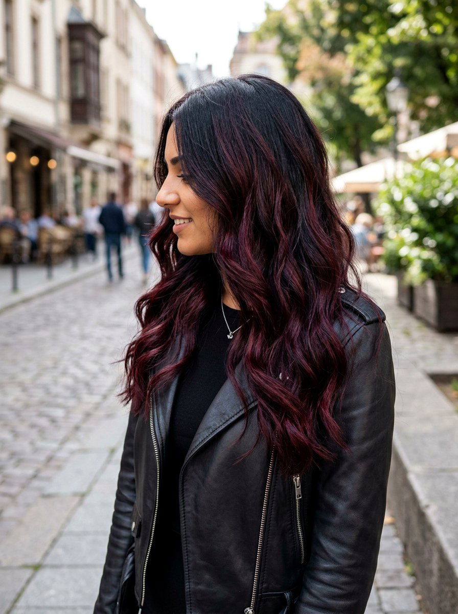 Cherry Cola Balayage On Dark Hair - 20 trendy balayage ideas 2026 - 20 trendy balayage ideas 2026
