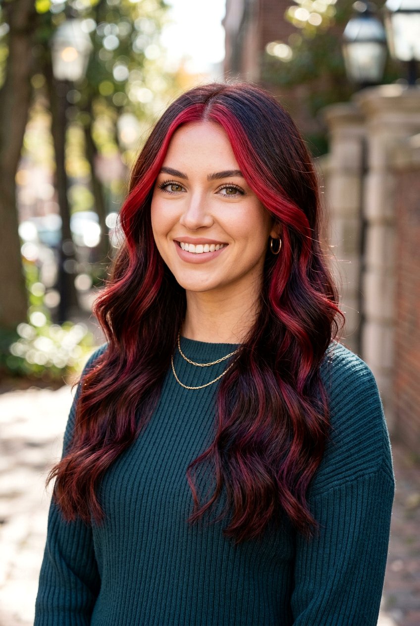 Cherry Cola Balayage with Face Framing Highlights - 20 cherry cola balayage hair - 20 cherry cola balayage hair