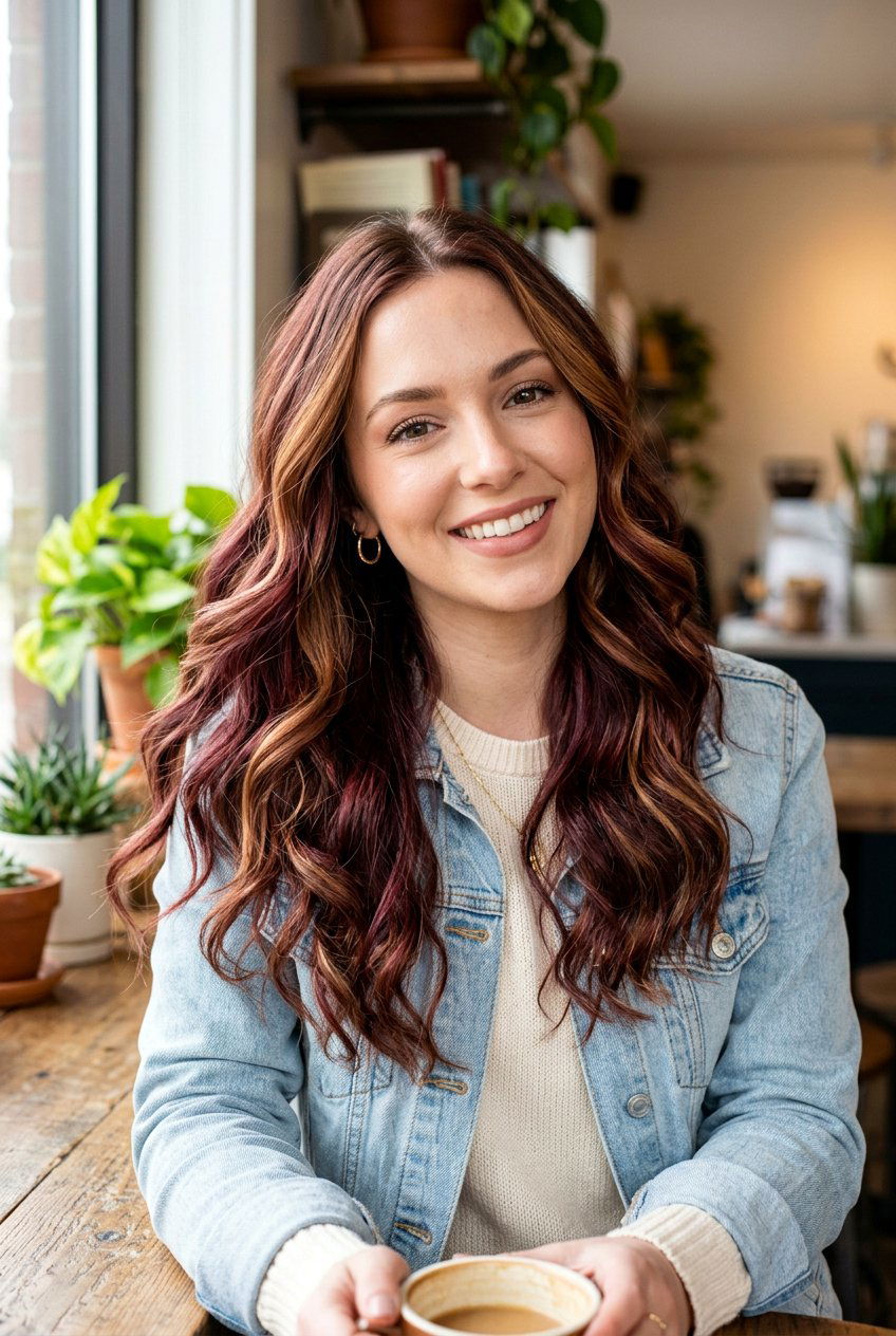 Cherry Cola Caramel Balayage - 20 cherry cola balayage hair - 20 cherry cola balayage hair