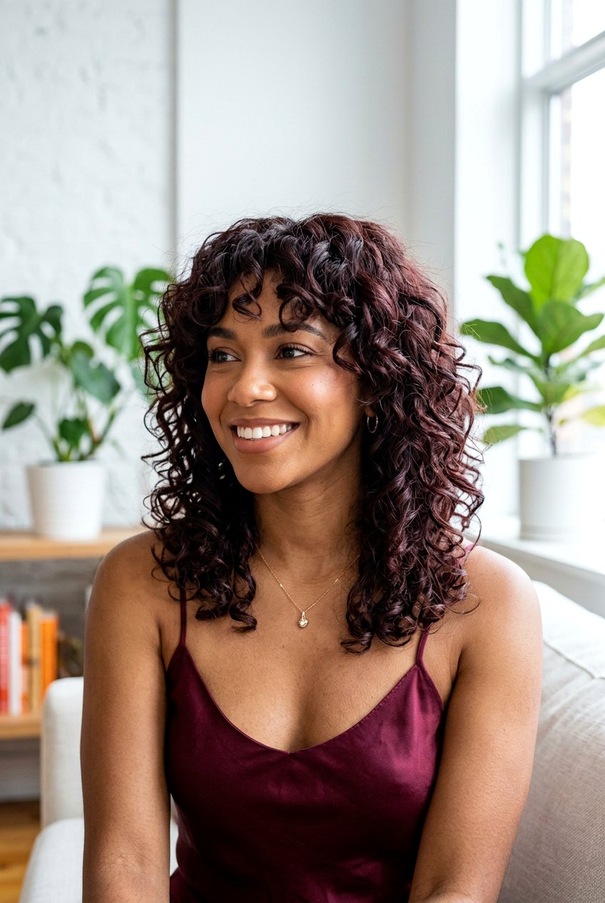 Cherry Cola Curly Shag - 20 hair color ideas for curly shags - 20 hair color ideas for curly shags