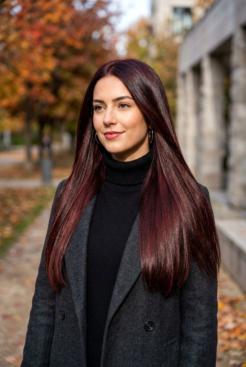 Cherry Cola Fall Hair Color Look - 20 fall hairstyles for women - 20 fall hairstyles for women