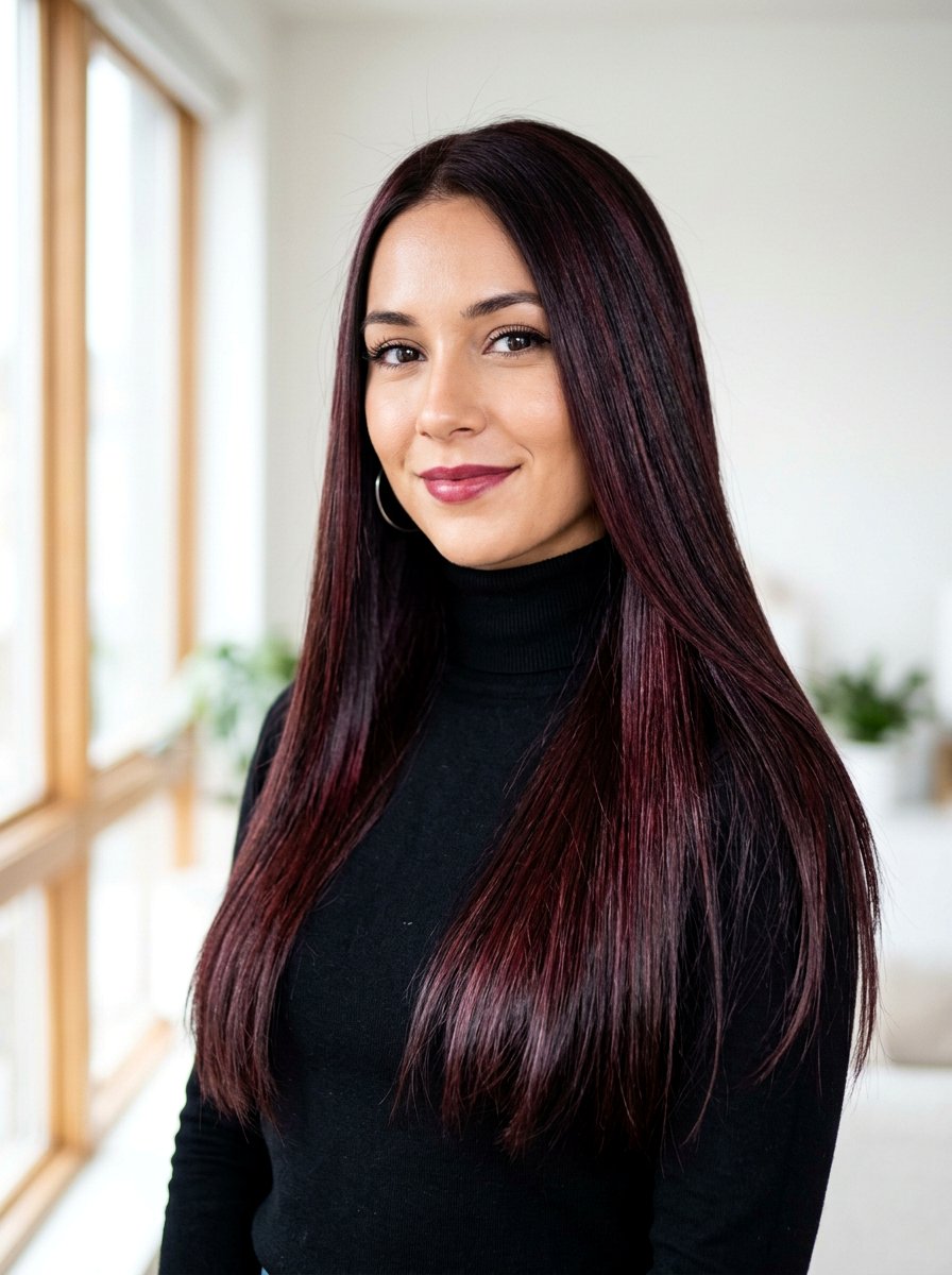 Cherry Cola Highlights For Dark Hair - 20 dimensional red for dark brunette hair - 20 dimensional red for dark brunette hair