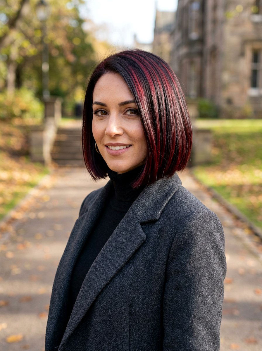 Cherry Cola Highlights On Bob Haircut - 20 winter cherry cola highlights - 20 winter cherry cola highlights