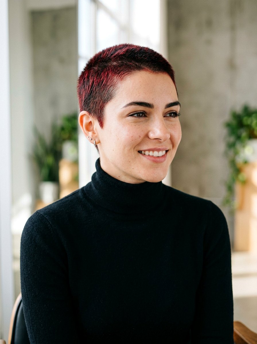 Cherry Cola Highlights On Buzz Cut - 20 winter cherry cola highlights - 20 winter cherry cola highlights