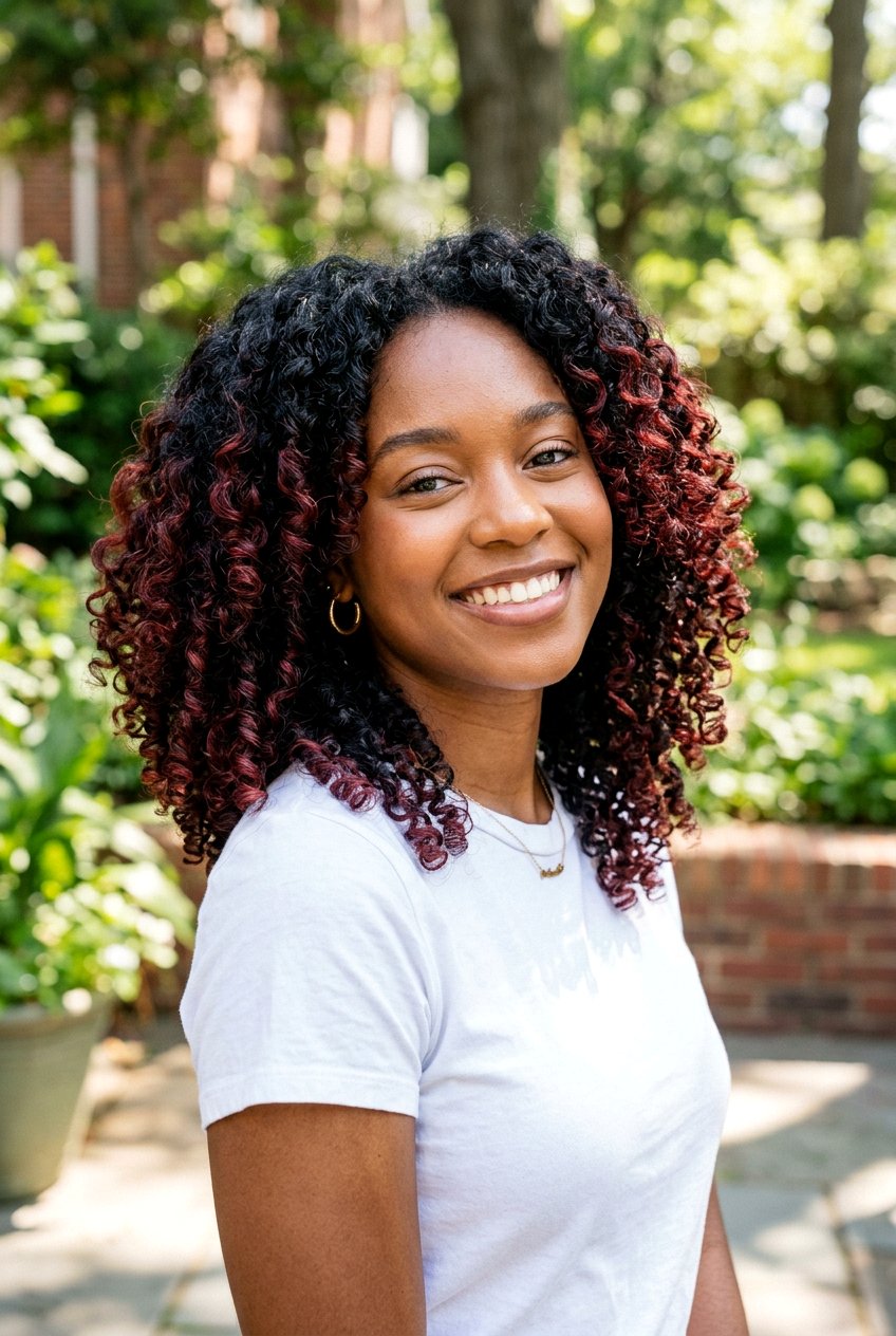 Cherry Cola Highlights On Curly Black Hair - 20 cherry cola highlights on black hair - 20 cherry cola highlights on black hair