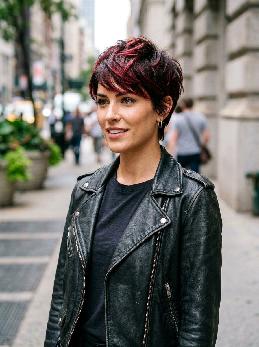 Cherry Cola Highlights On Pixie Cut - 20 winter cherry cola highlights - 20 winter cherry cola highlights