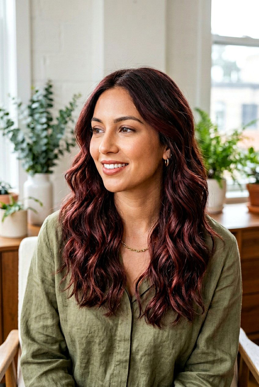 Cherry Cola Highlights on Medium Length Hair - 20 dark cherry cola highlights - 20 dark cherry cola highlights