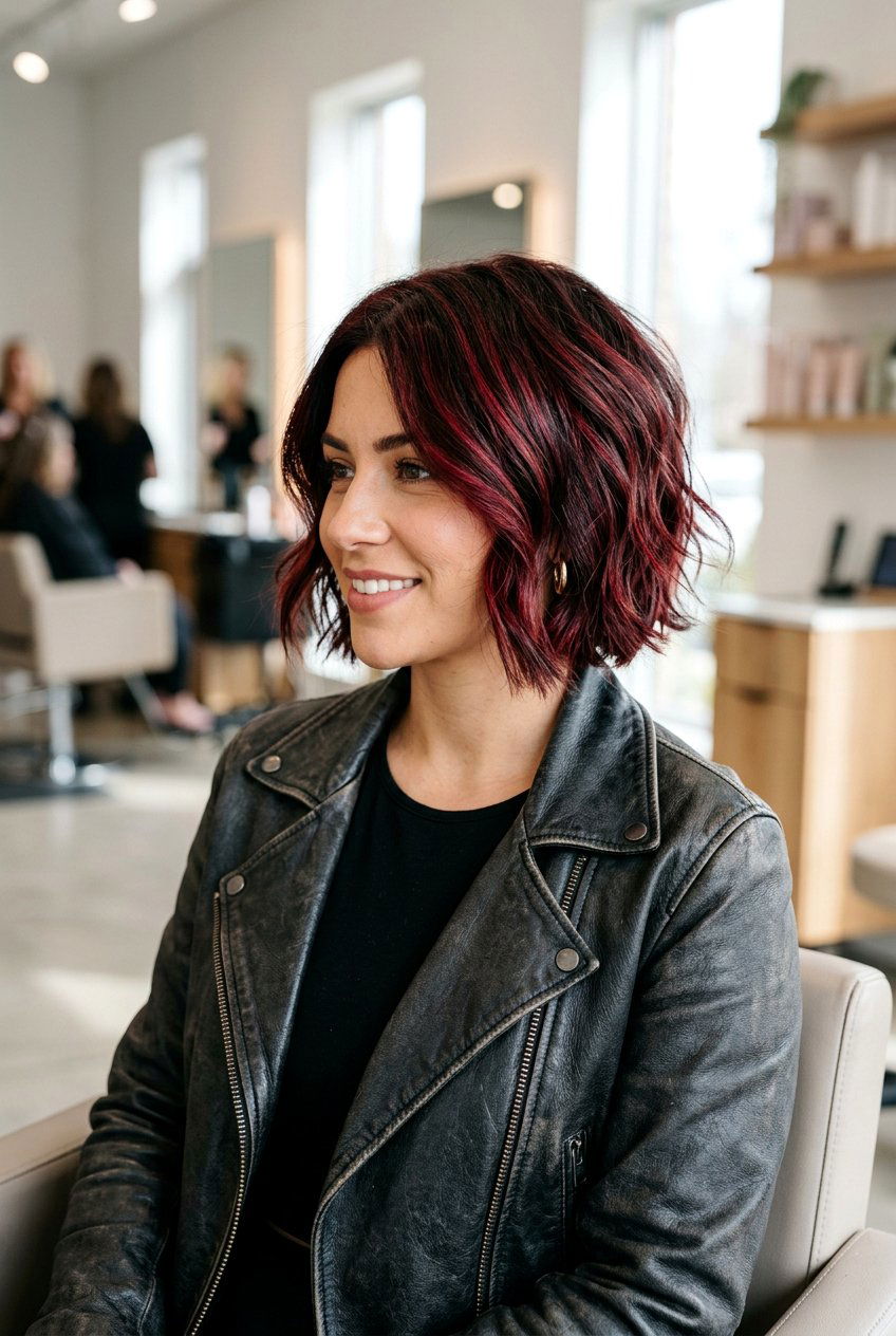 Cherry Cola Highlights on Short Hair - 20 dark cherry cola highlights - 20 dark cherry cola highlights