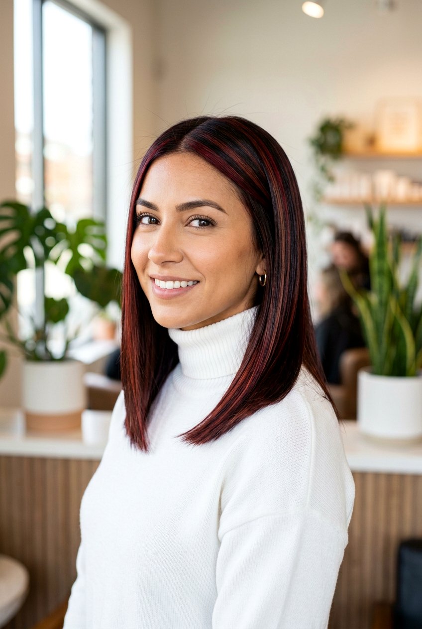 Cherry Cola Highlights on Straight Hair - 20 dark cherry cola highlights - 20 dark cherry cola highlights