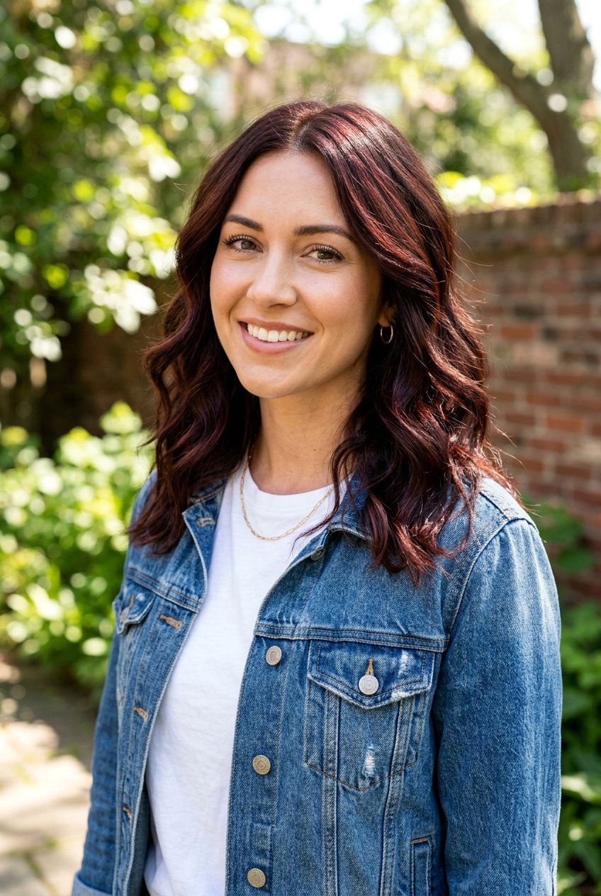 Cherry Cola Highlights on Wavy Hair - 20 dark cherry cola highlights - 20 dark cherry cola highlights